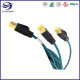 Custom wire harness with PU Ethernet cable add 125V CAT5E / 6E connector